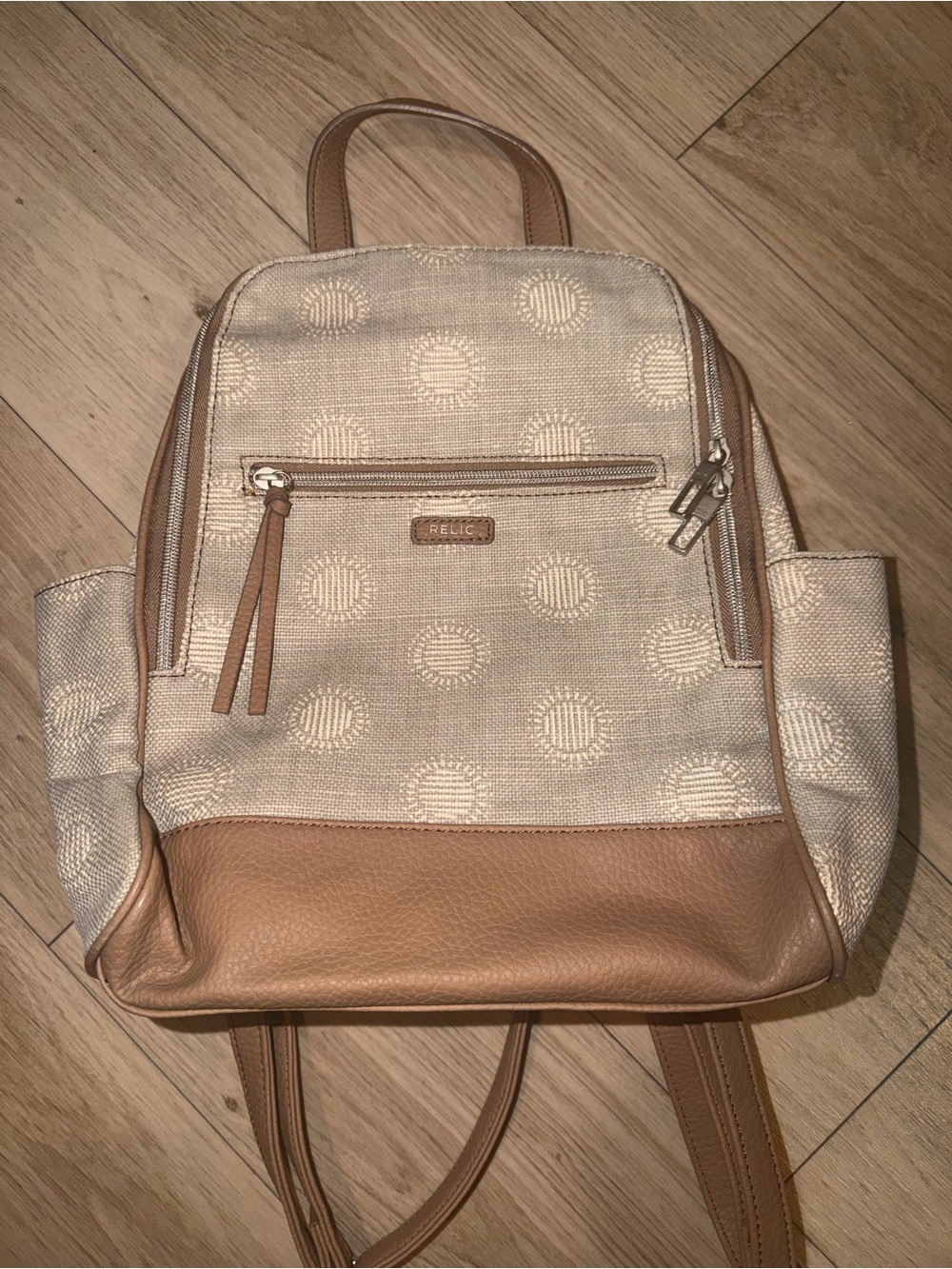Relic Beige & Tan Dot-Pattern Canvas Backpack